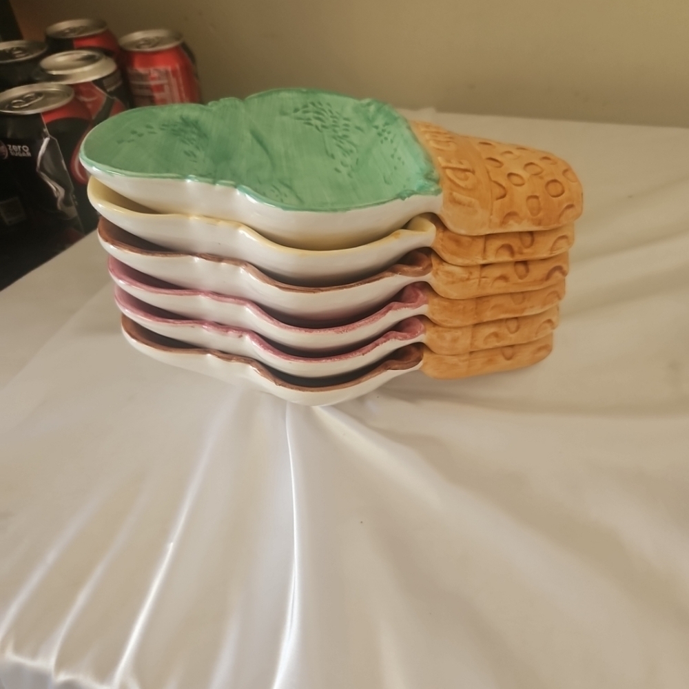 Set of 6 Ice-Cream Bowls / Dishes Stackable Ceramic Lotus 1995 Vintage - Picture 12 of 13